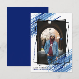 Cool Blue Abstract Photo Graduation Announcement
