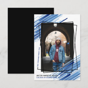Cool Blue Abstract Photo Graduation Announcement