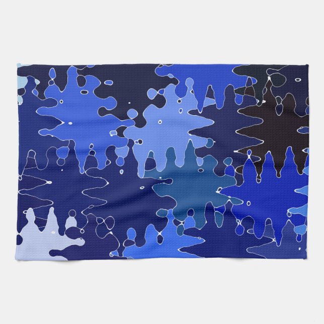 COOL Blue Abstract Shapes Tea Towel (Horizontal)