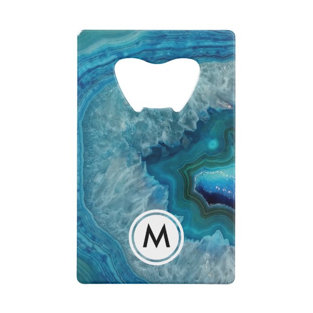 Cool Blue Agate Pattern with Monogram (Front)