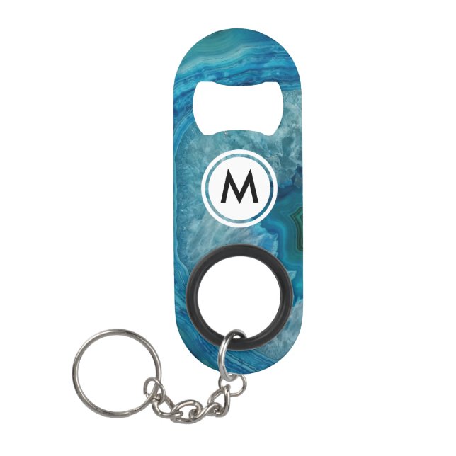 Cool Blue Agate Pattern with Monogram (Front)