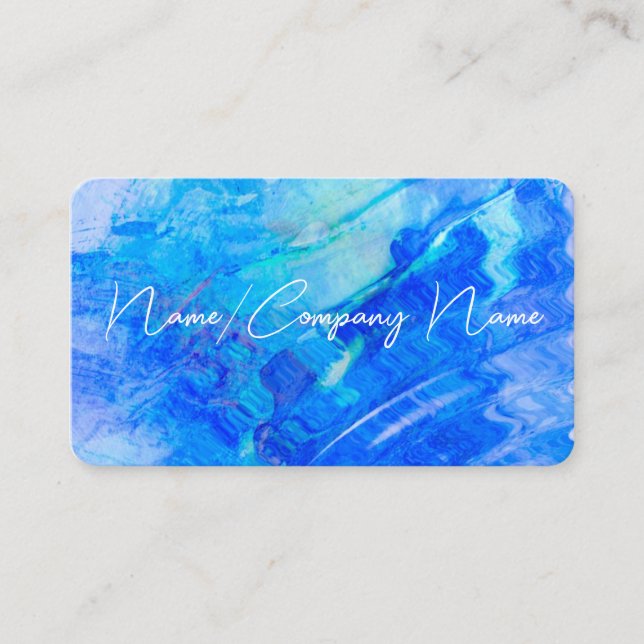 cool  blue and turquoise ripples modern artistic business card (Front)