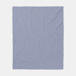 Cool Blue And White Diagonal Striped Fleece Blanket
