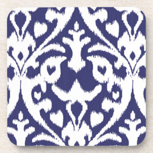 Cool blue and white ikat tribal pattern coaster