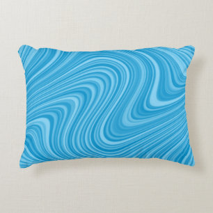 Cool Blue/Aqua/Turquoise Curvy Lined Abstract Decorative Cushion