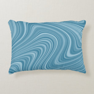 Cool Blue/Aqua/Turquoise Curvy Lined Abstract Decorative Cushion