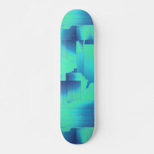 Cool Blue Art Deco Design Skate Board