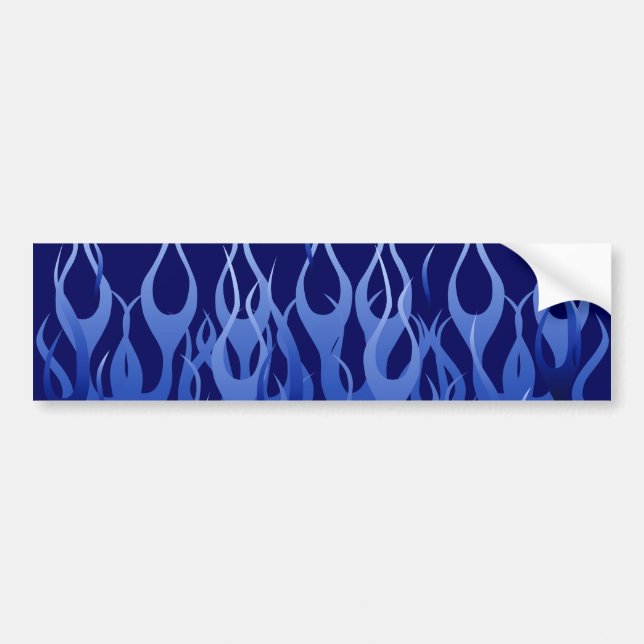 Cool Blue Automotive Racing Flames Bumper Sticker (Front)
