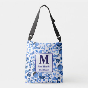 cool blue Baby boy Nursery Pattern personalised Crossbody Bag