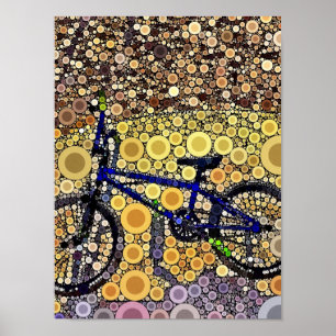 Cool Blue Bike Concentric Circle Mosaic Pattern Poster