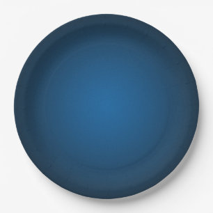 Cool Blue-Black Grainy Vignette Paper Plate