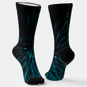 Cool Blue black Hypergalaxy Abstract Lines Socks