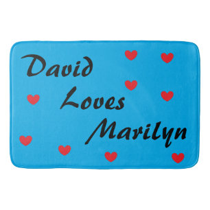 Cool Blue & Black & with Hearts Bath Mat