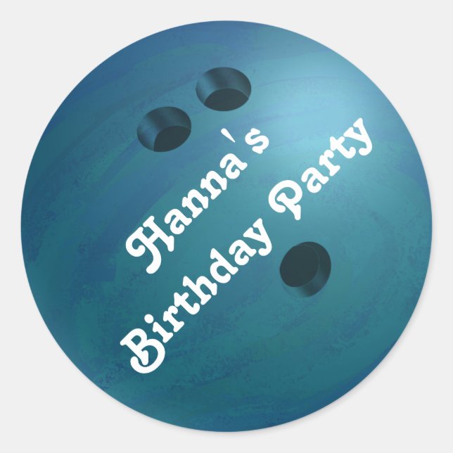 Cool Blue Bowling Ball Custom Party Sticker (Front)