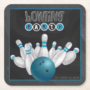 Cool Blue Bowling Party Coasters