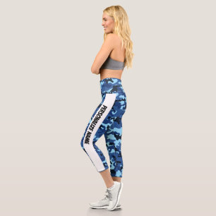 Cool Blue Camouflage PERSONALIZE  Capri Leggings