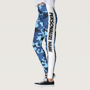Cool Blue Camouflage PERSONALIZE  Leggings