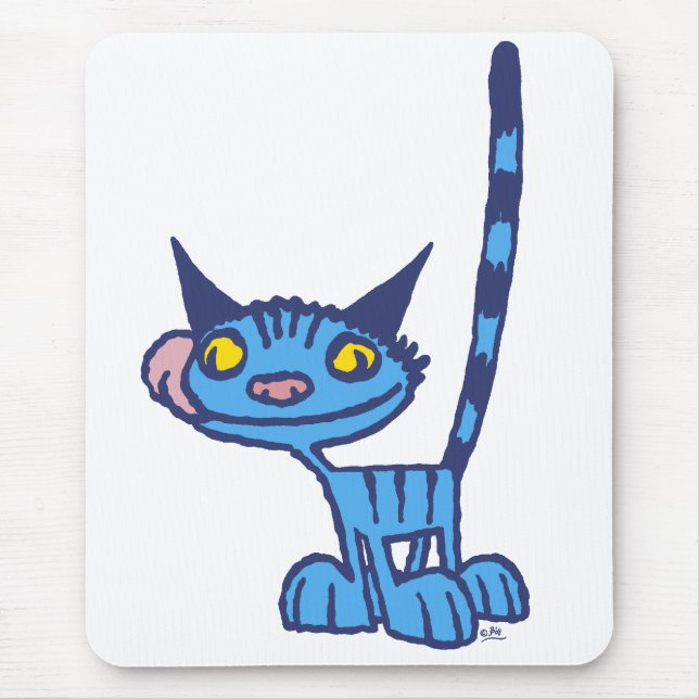 Cool Blue Cat cartoon mousepad (Front)