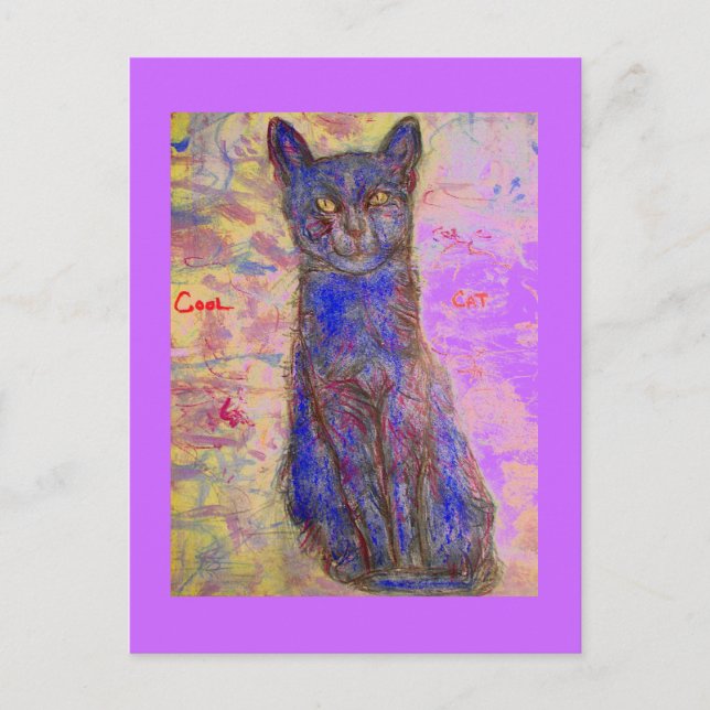cool blue cat postcard (Front)