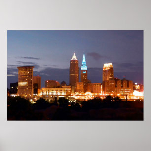 Cool Blue Cleveland Ohio (No Text) Poster