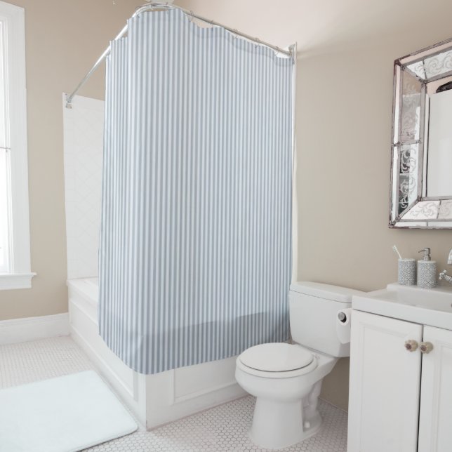 Cool Blue Coastline Shower Curtain (In Situ)