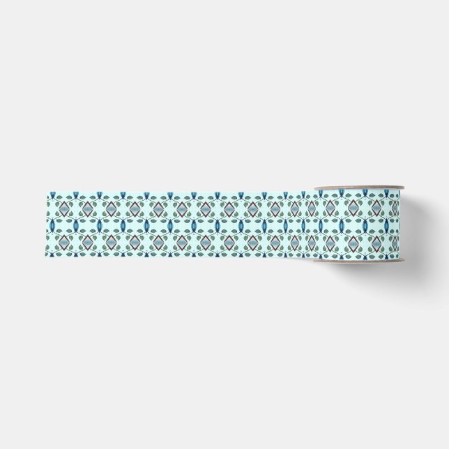Cool Blue Diamond Pattern Grosgrain Ribbon (Front)