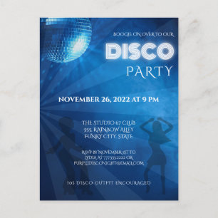 Cool Blue Disco Ball Party Postcard
