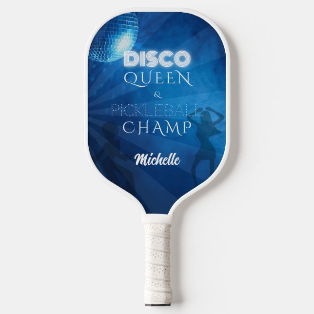 Cool Blue Disco Queen Pickleball Champ Pickleball Paddle (Front)