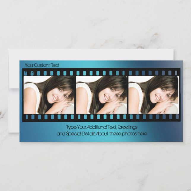 Cool Blue Filmstrip Photo Card, All-Occasion (Front)