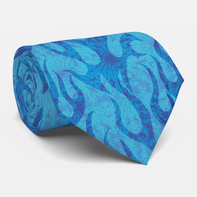 Cool Blue Flames Novelty Pattern Tie (Rolled)