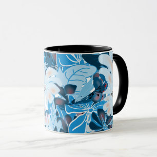 Cool Blue Floral Mug Design