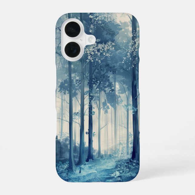 Cool Blue Forest iPhone 16 Case (Back)