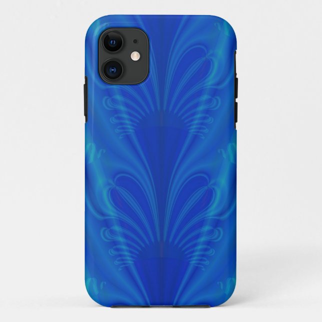 Cool Blue Fractal Iphone Case (Back)