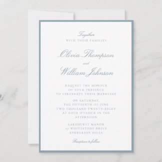 Cool Blue Framed Wedding Invitation