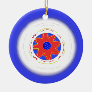 Cool Blue Frisbee Ceramic Tree Decoration
