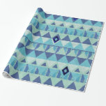 Cool Blue Geometric Pattern Gift Wrap<br><div class="desc">An abstract geometric design of diamond and triangle shapes in hues of blue and aqua.</div>