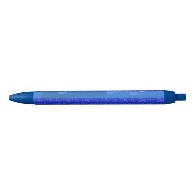 Cool Blue Geometric Stripes Ink Pen (Front)