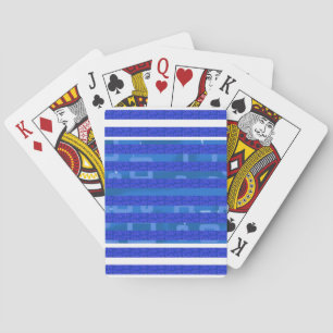 Cool Blue Geometric Stripes Playing Cards