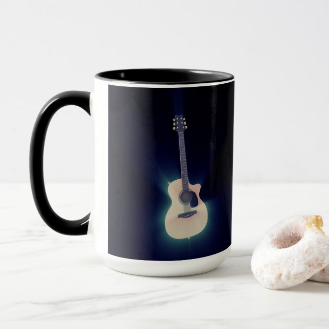 Cool Blue Glowing Guitar Mug (With Donut)