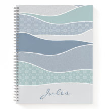 Cool Blue Green Curved Stripes Abstract Waves Name