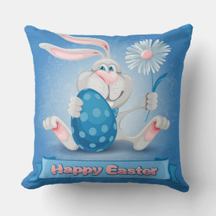 Cool Blue Happy Easter Cushion