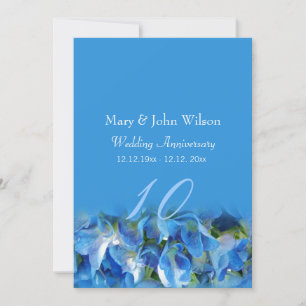 cool blue hydrangea flowers wedding anniversary invitation