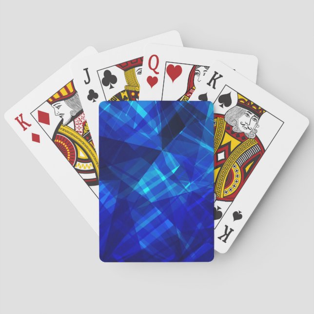 Cool Blue Ice Geometric Pattern Playing Cards (Back)