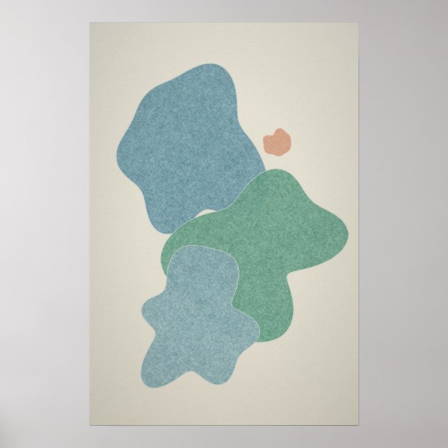 Cool Blue & Jade Abstract Wall Art Poster (Front)