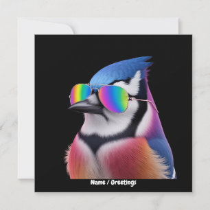 Cool Blue Jay Bird Wearing Sunglasses Retro Invitation