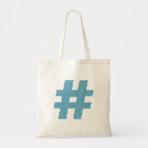 Cool Blue Knitted Hashtag Sign Tote Bag