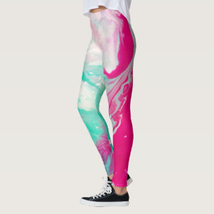 Cool Blue Magenta Abstract Sexy Hot Digital Art Leggings