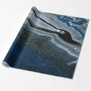 Cool Blue Marble Texture Wrapping Paper