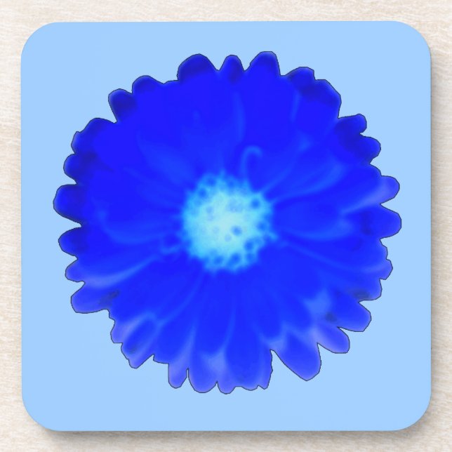 Cool Blue Marigold Cork Coaster (Front)