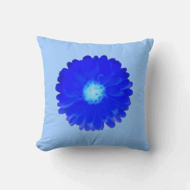 Cool Blue Marigold Pillow (Front)